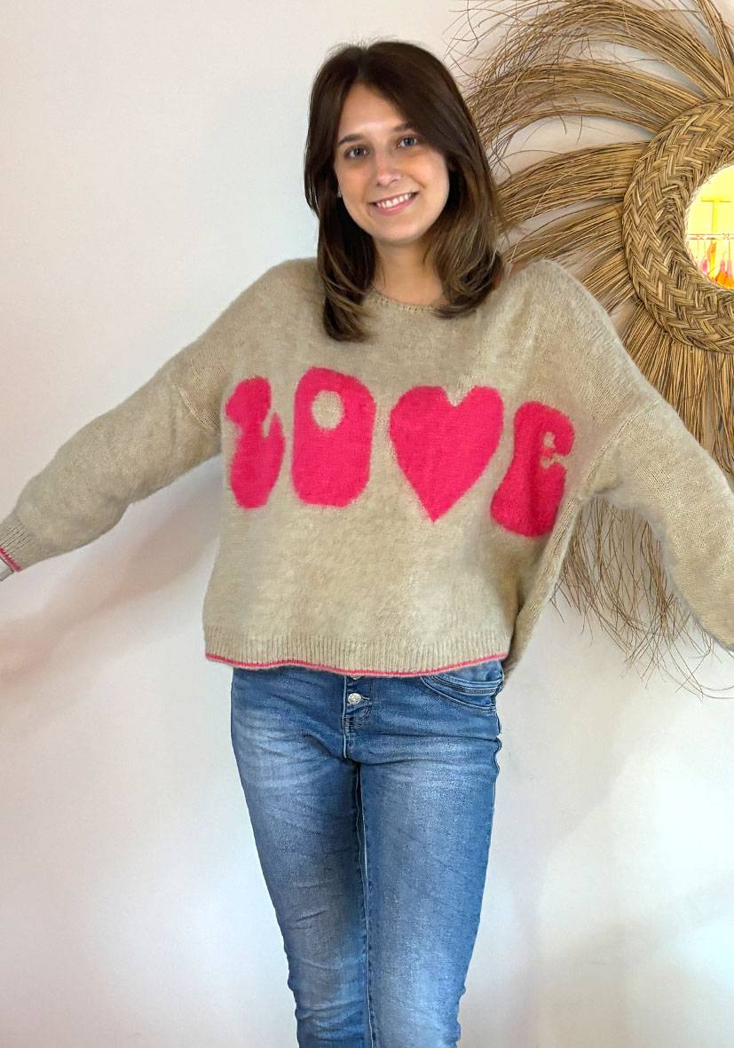 Miss Goodlife Pullover Love – sand Online Shopping