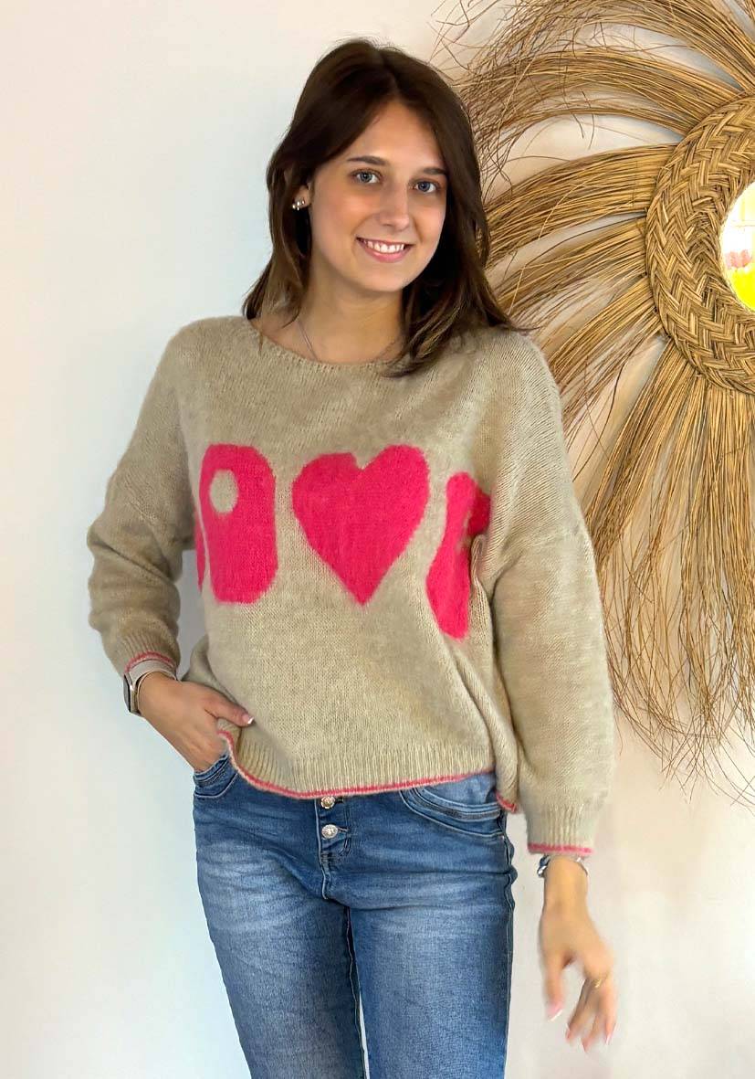 Miss Goodlife Pullover Love – sand Online Shopping