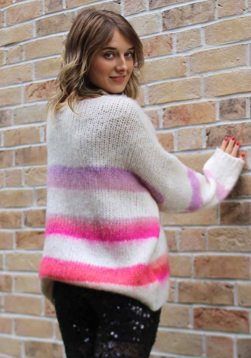 Miss Goodlife Pullover mit multicolor Stripes – offwhite Saisonschlussverkauf