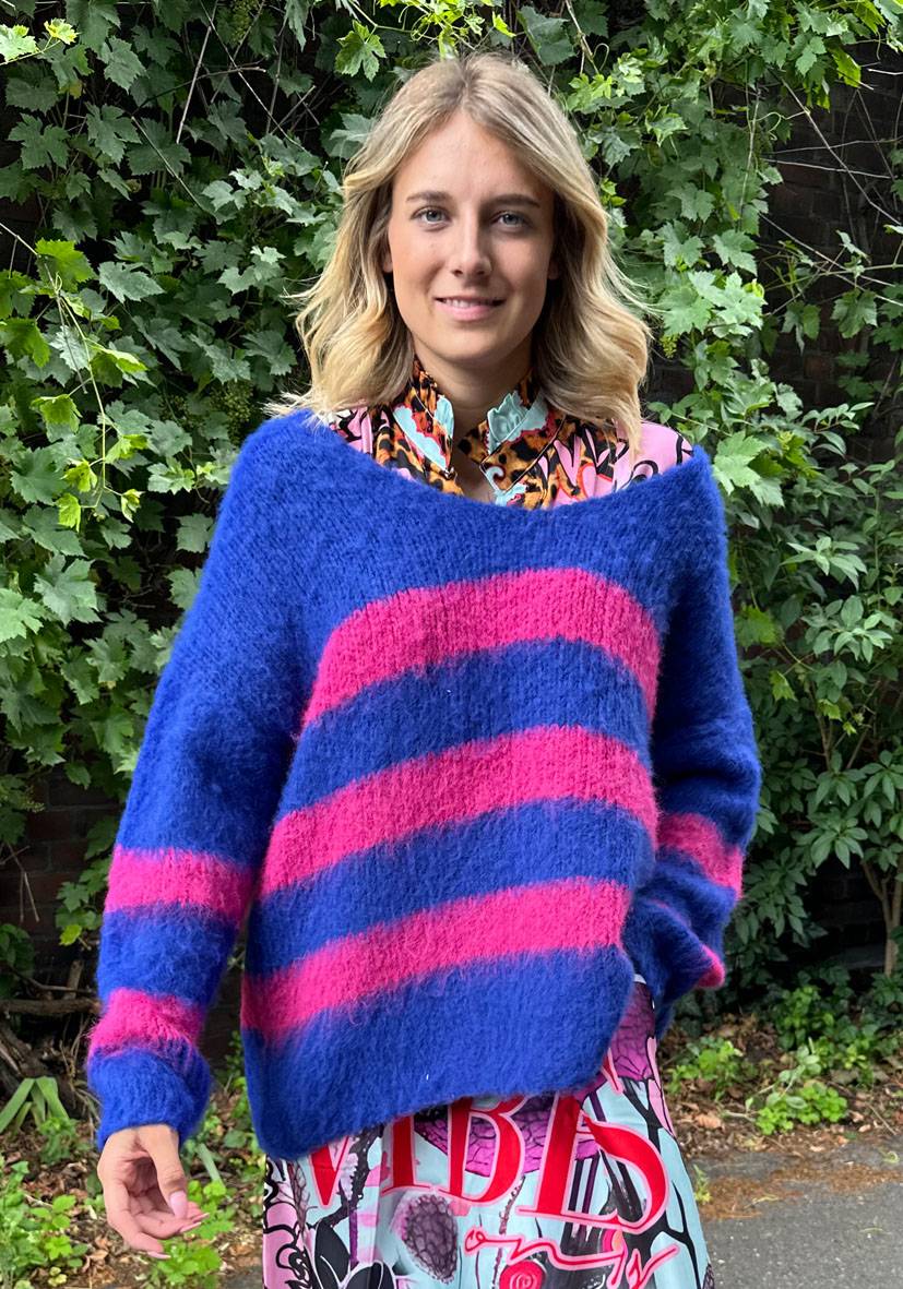 Miss Goodlife Streifenpulli gebrushed – navy / pink Jubiläumsangebot