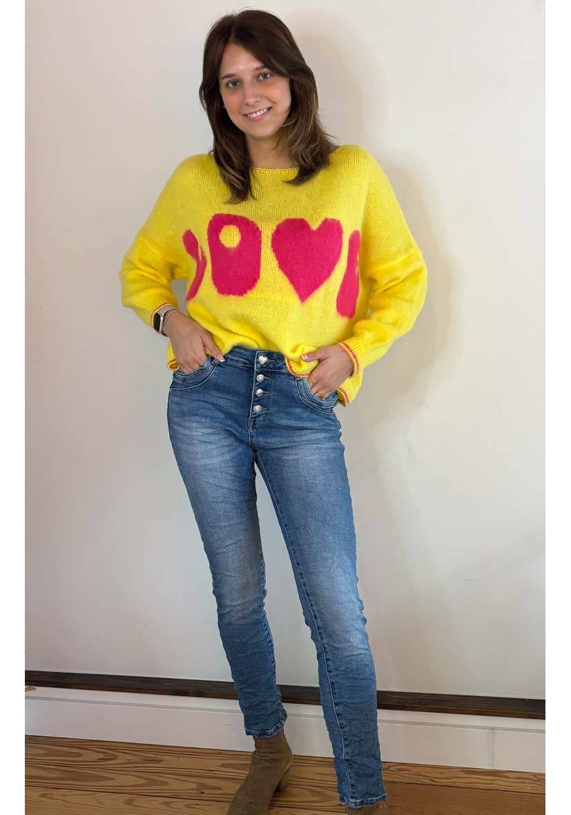 Miss Goodlife Star Jeans Heart Button – blue Bestseller