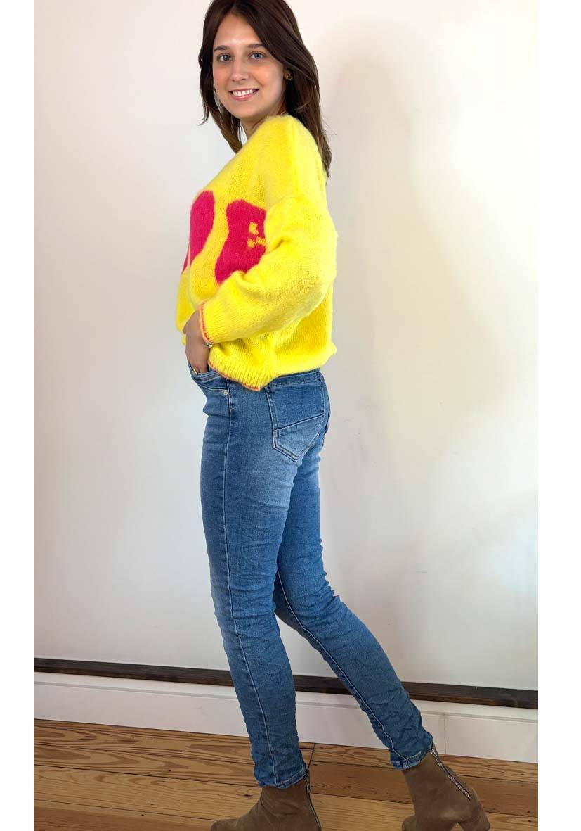 Miss Goodlife Star Jeans Heart Button – blue Bestseller