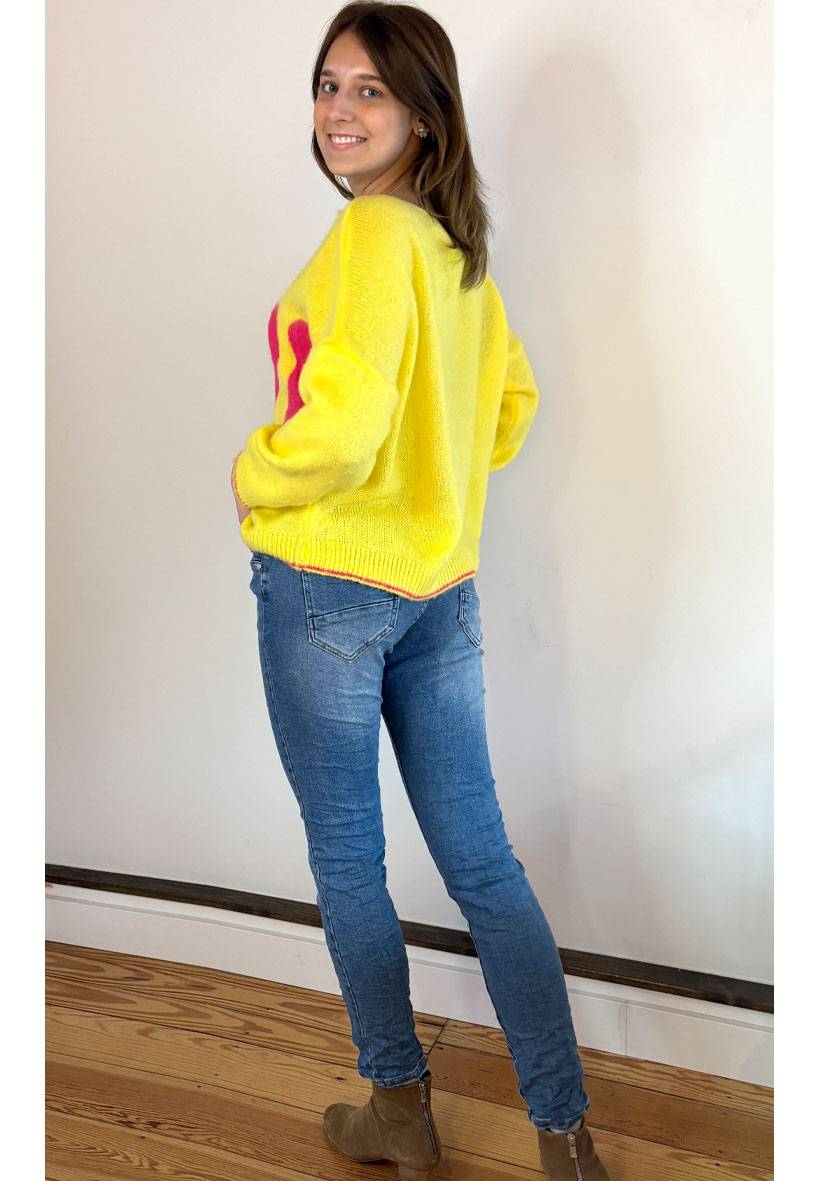 Miss Goodlife Star Jeans Heart Button – blue Bestseller