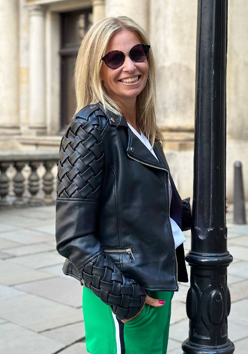 Miss Goodlife Vegane Lederjacke mit Flechtmuster – black Discount Store für neue Produkte
