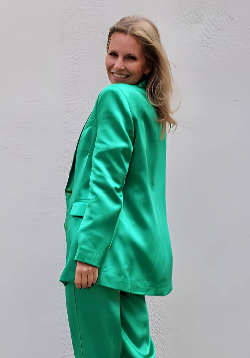 Miss Goodlife Blazer Satin – green Kostenloser Versand international
