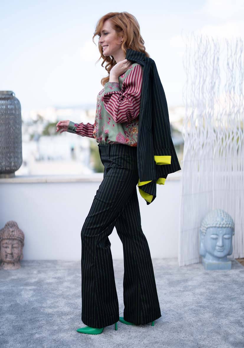 Miss Goodlife Pants Neon Pinstripes – neonyellow Begrenzt auf 3 Tage