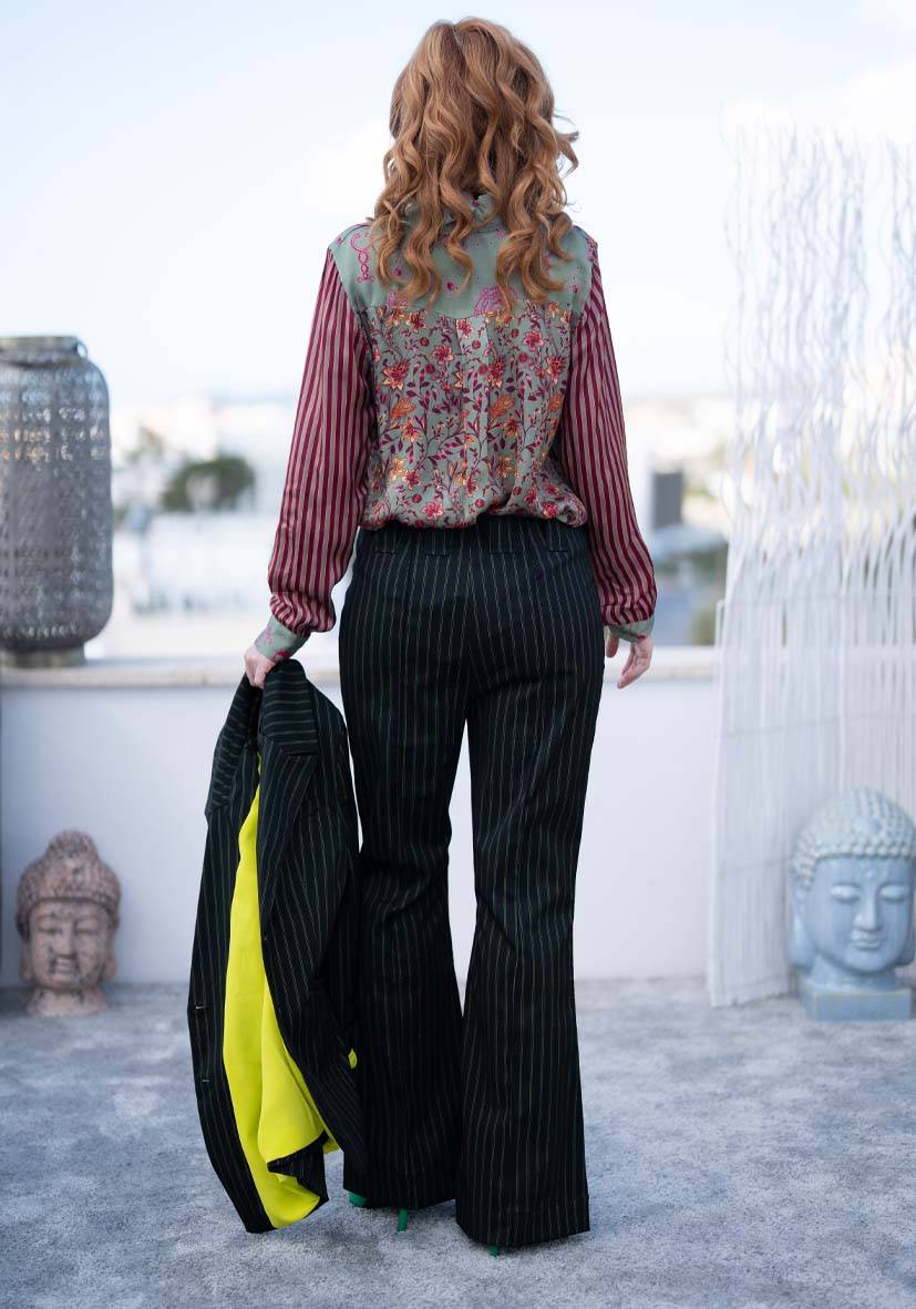 Miss Goodlife Pants Neon Pinstripes – neonyellow Begrenzt auf 3 Tage