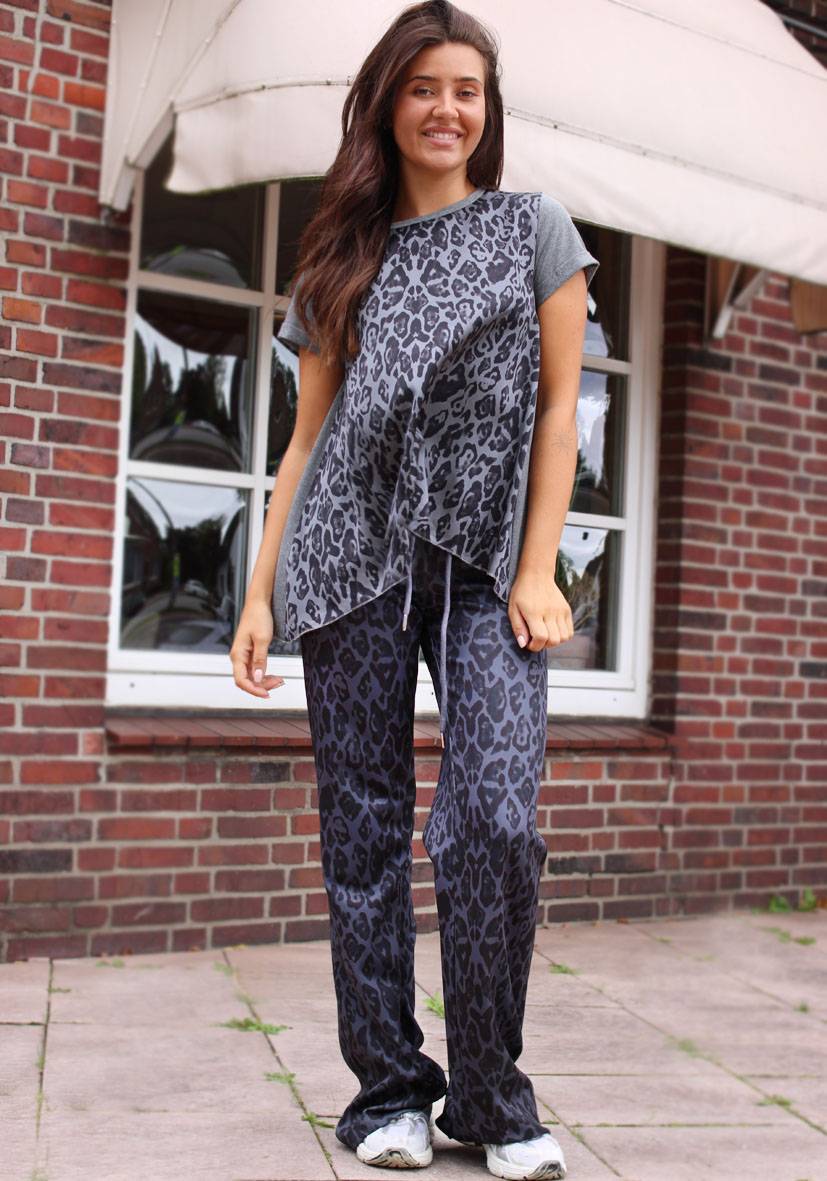 Miss Goodlife Wide Leg Pants Leo – anthracite Kostenloser Versand
