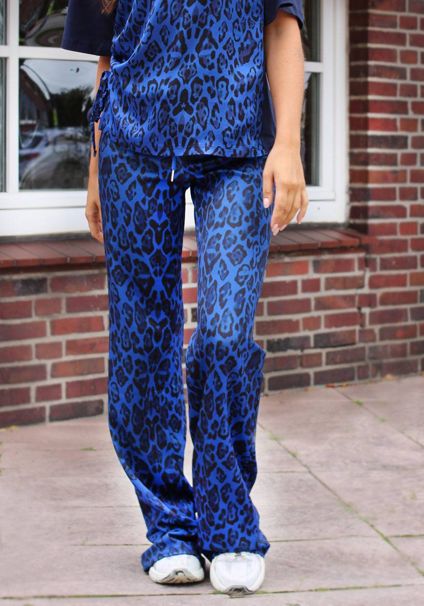 Miss Goodlife Wide Leg Pants Leo – blue Limitierter Zeitrabatt