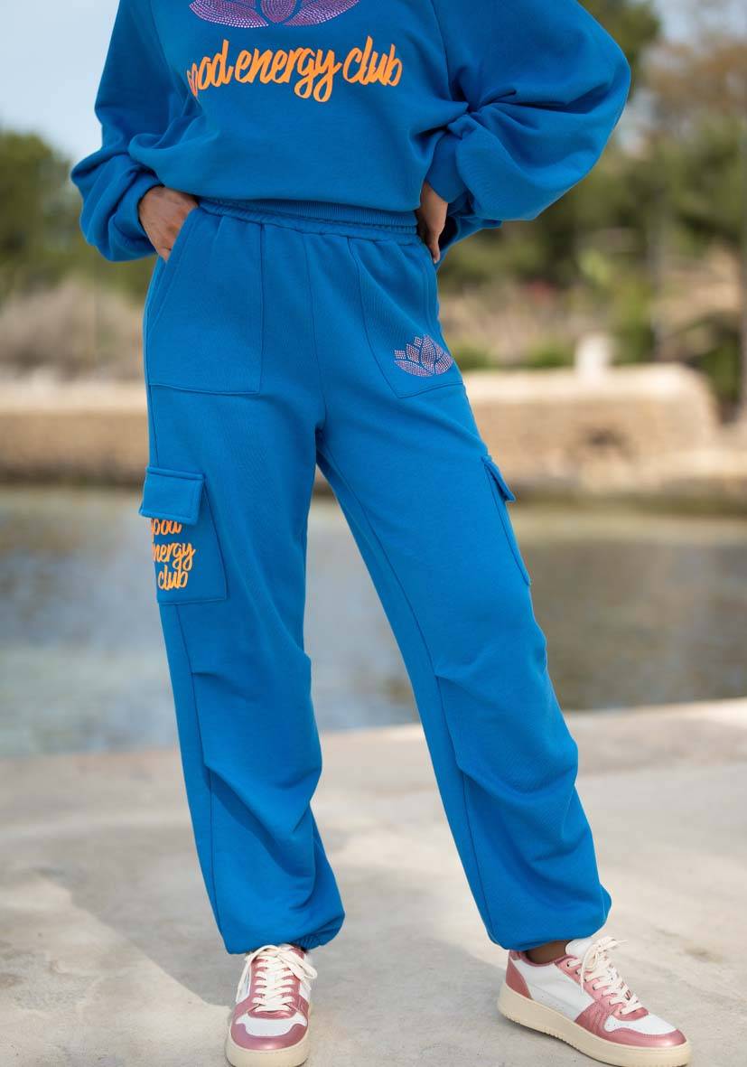 Miss Goodlife Pants Good Energy Namasté Strass – blue Begrenztes Angebot