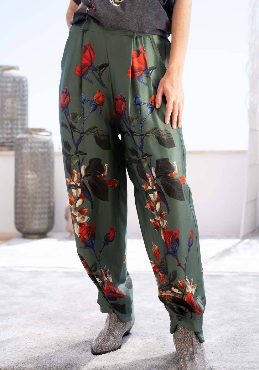 Miss Goodlife Pants Roses – green Cyber Monday