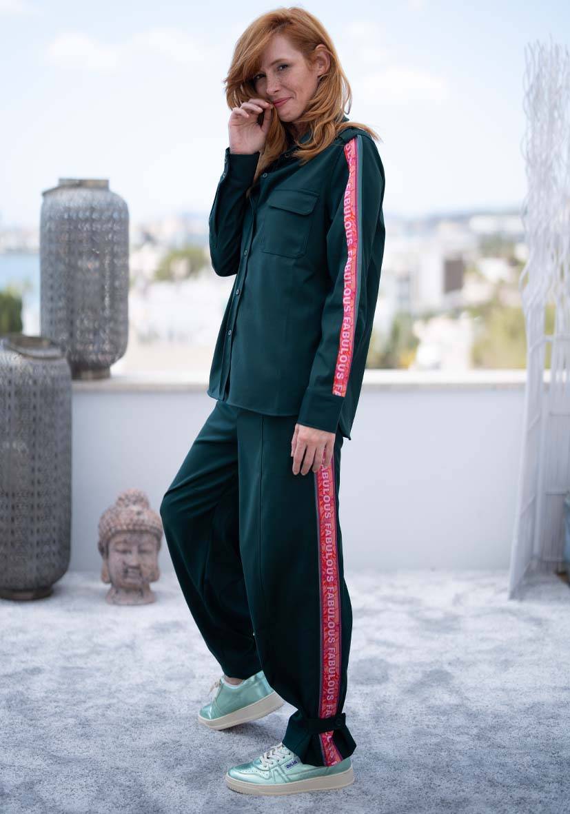 Miss Goodlife Pants Border Love – green Osterangebot