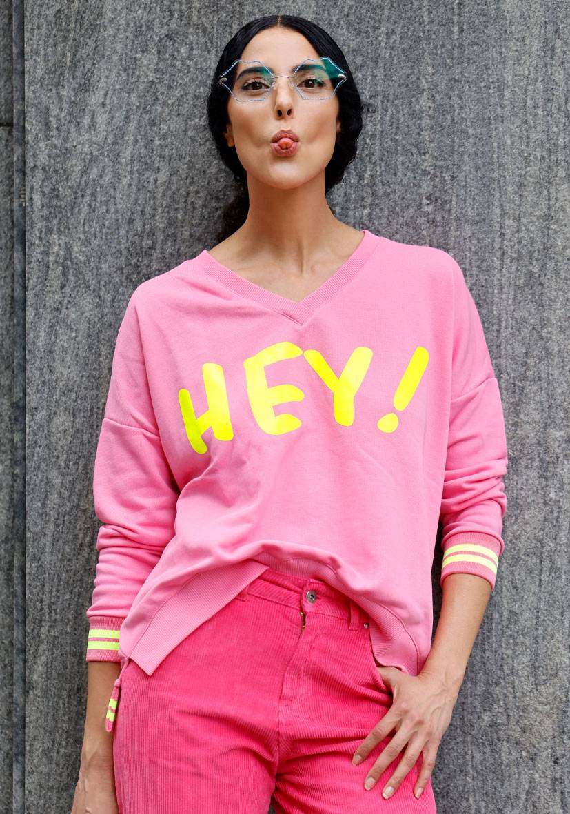 Miss Goodlife V-Neck Hey – pink/neonyelllow Kostenlose Rückgabe