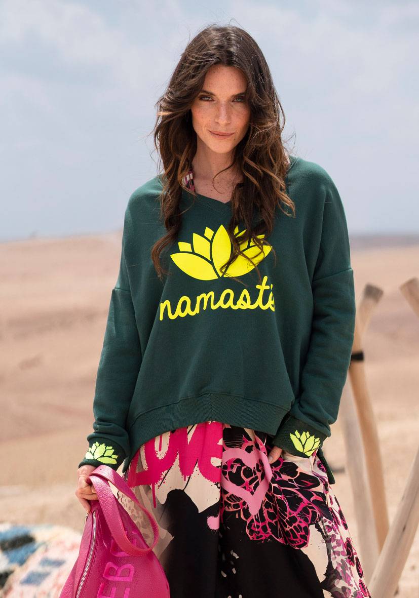 Miss Goodlife V-Neck Namasté – green/neonyellow Letzte 3 Tage