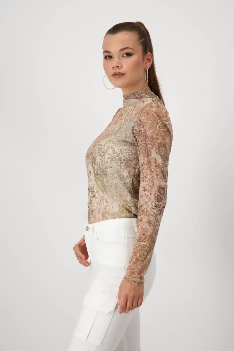 Monari Mesh Shirt mit Paisleymuster Weihnachtsangebot