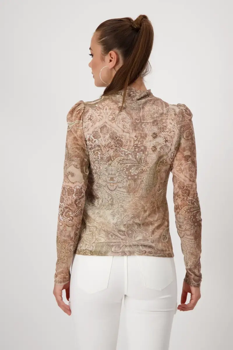 Monari Mesh Shirt mit Paisleymuster Weihnachtsangebot