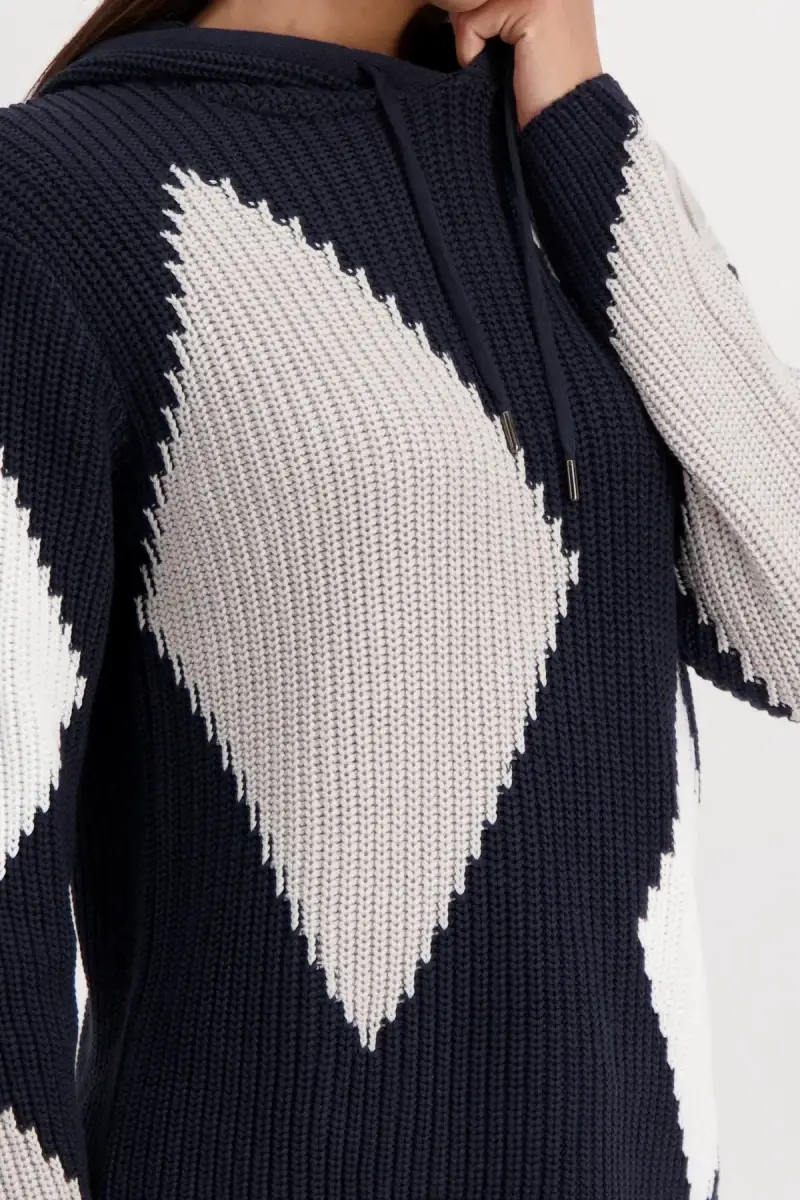 Monari Kapuzenpullover mit Rauten Neueste Stile
