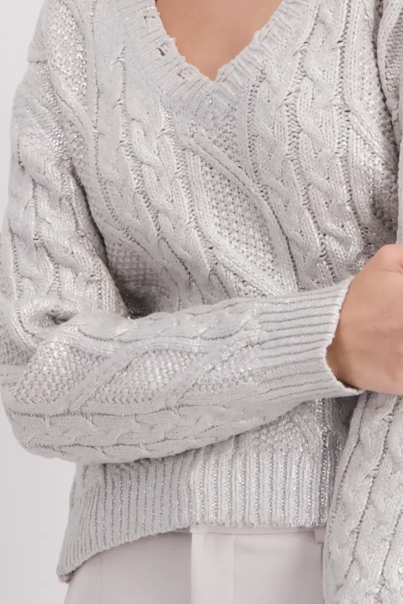 Monari Glänzender Pullover mit Zopfmuster Hotsell