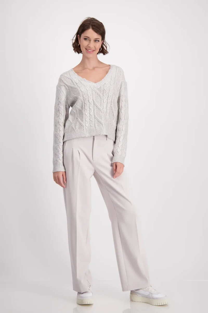 Monari Glänzender Pullover mit Zopfmuster Hotsell