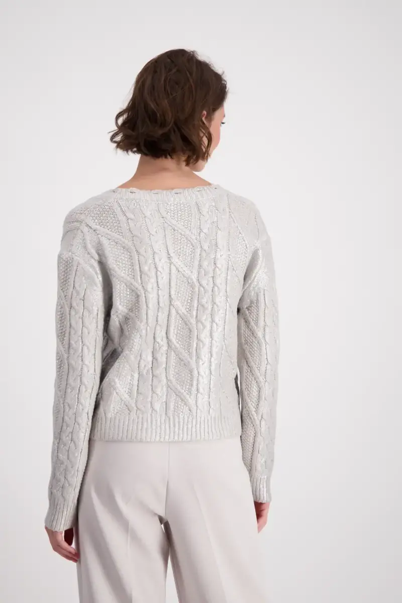 Monari Glänzender Pullover mit Zopfmuster Hotsell