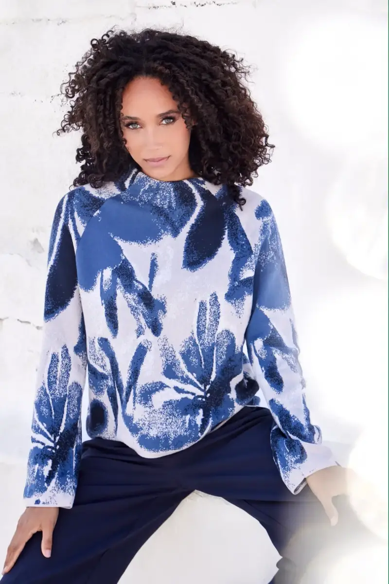 Monari Strickpullover mit Blumenmuster VIP-Rabatte
