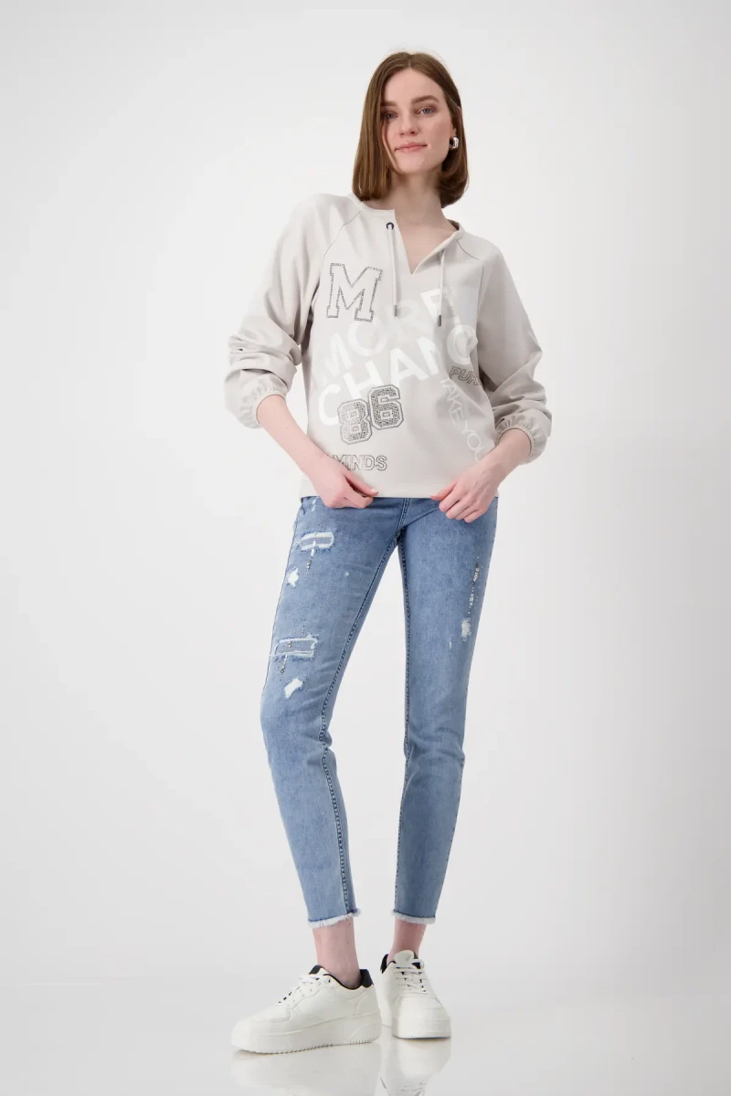 Monari Sweatshirt mit Schmuckschrift Super Sparpreis