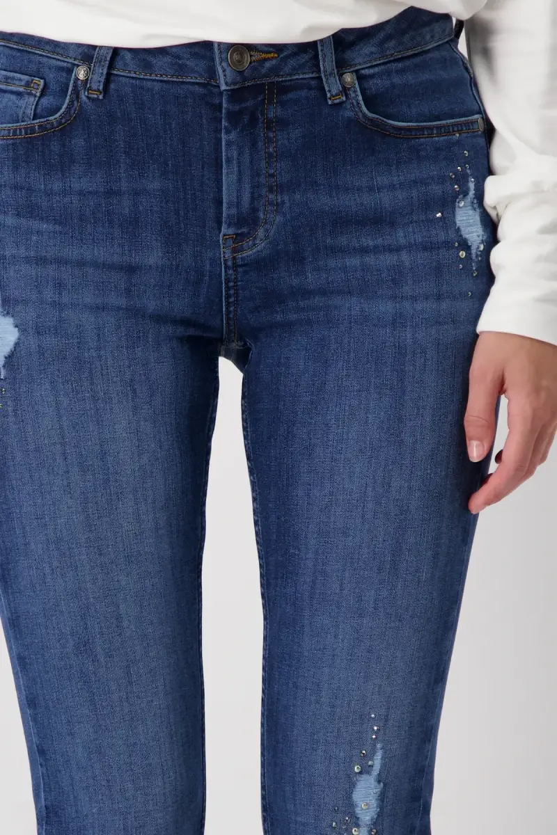 Monari Destroyed Jeans mit Strass Online