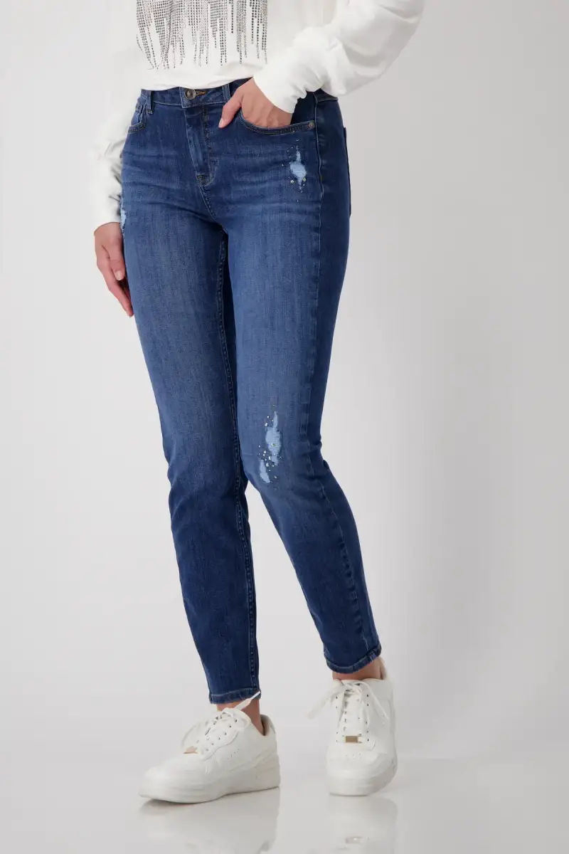 Monari Destroyed Jeans mit Strass Online