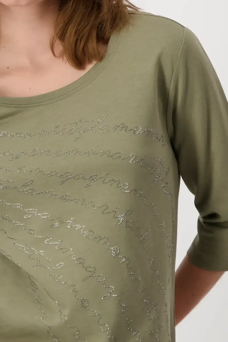 Monari Shirt mit Strass Schrift Outlet