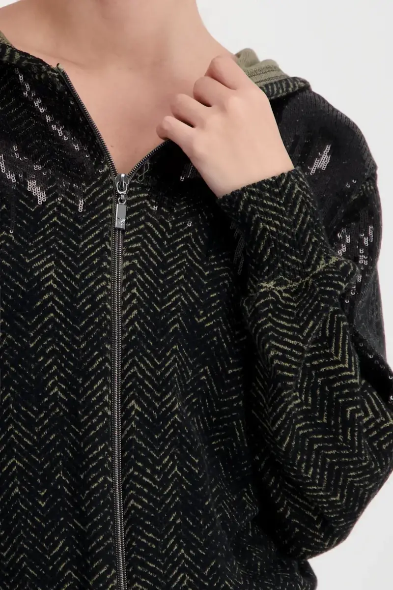Monari Strickjacke mit Fischgratmuster und Pailletten Angebote