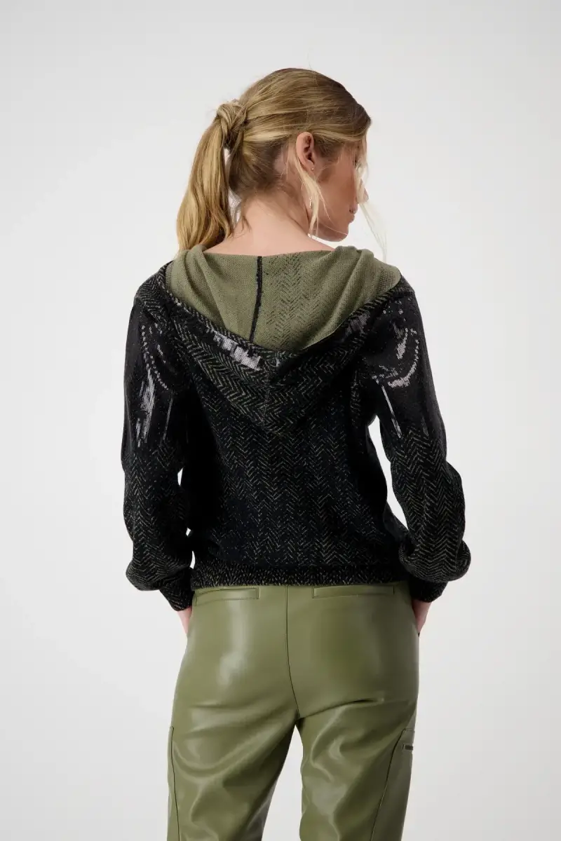 Monari Strickjacke mit Fischgratmuster und Pailletten Angebote