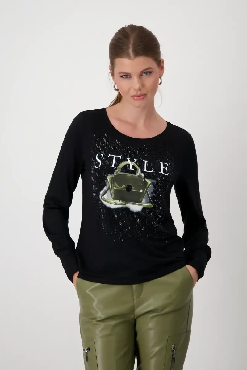 Monari Shirt mit Taschen Print