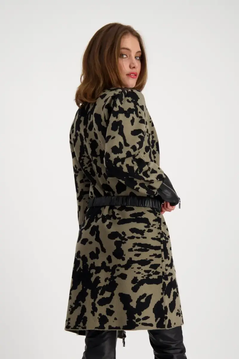 Monari Strickmantel mit Leo-Camouflage Muster Fabrikpreis