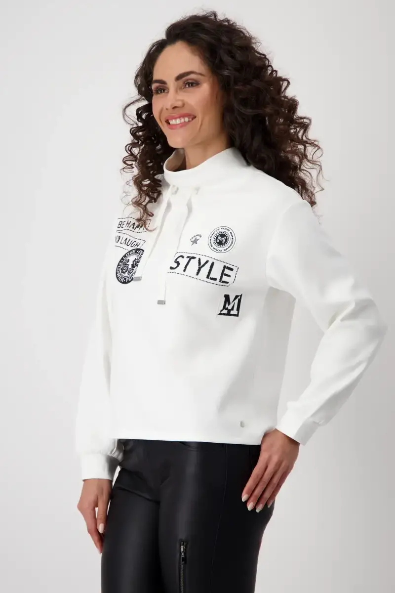 Monari Sweatshirt mit Patches und Strass Weihnachtsangebot
