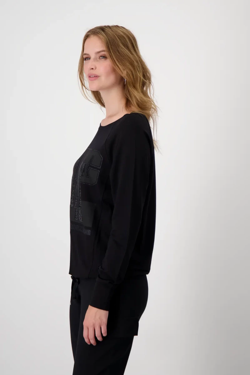 Monari Raglan Shirt mit Glitzerschrift Top Angebot