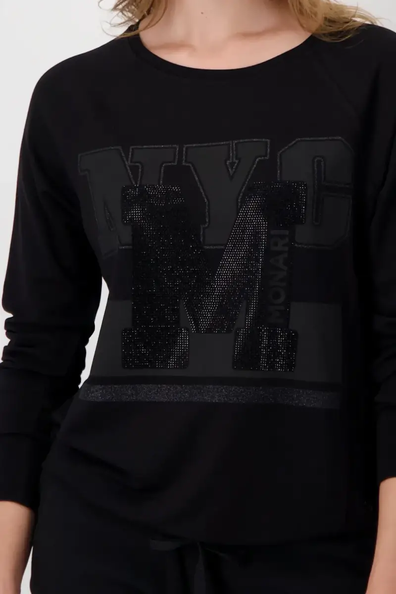Monari Raglan Shirt mit Glitzerschrift Top Angebot