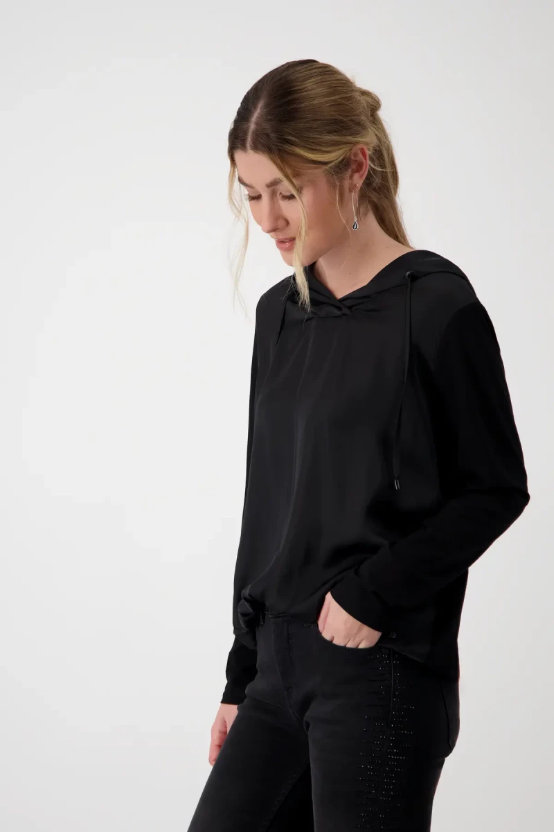 Monari Satin Blusenshirt mit Kapuze Saisonale Angebote