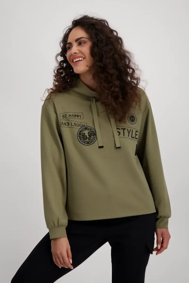 Monari Sweatshirt mit Patches und Strass Riesige Ersparnisse