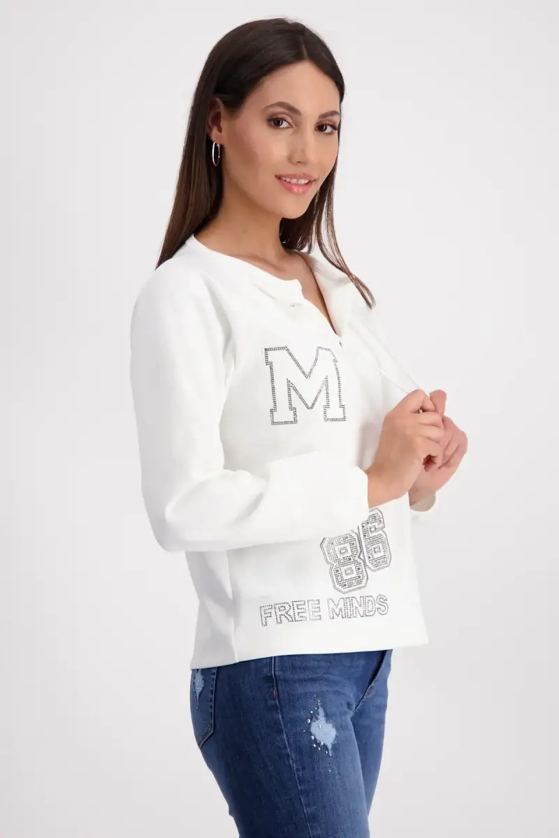 Monari Sweatshirt mit Schmuckschrift Kostenlose Rückgabe