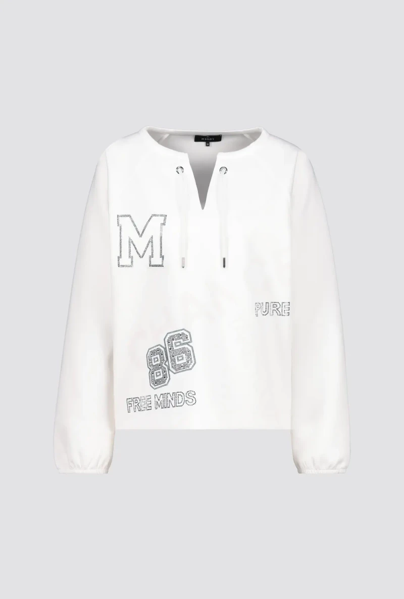 Monari Sweatshirt mit Schmuckschrift Kostenlose Rückgabe