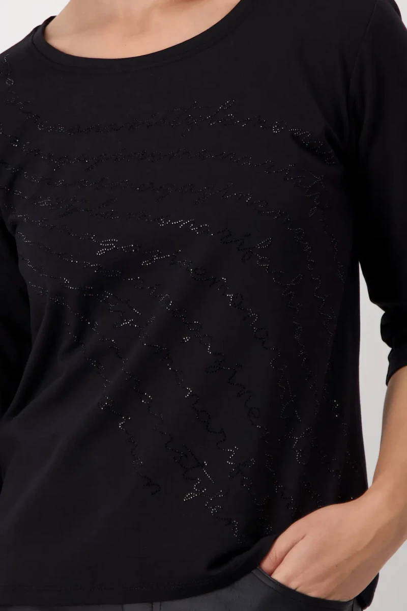 Monari Shirt mit Strass Schrift Letzte 3 Tage