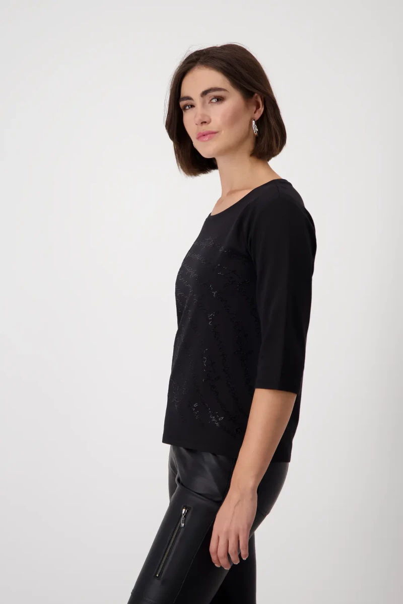 Monari Shirt mit Strass Schrift Letzte 3 Tage