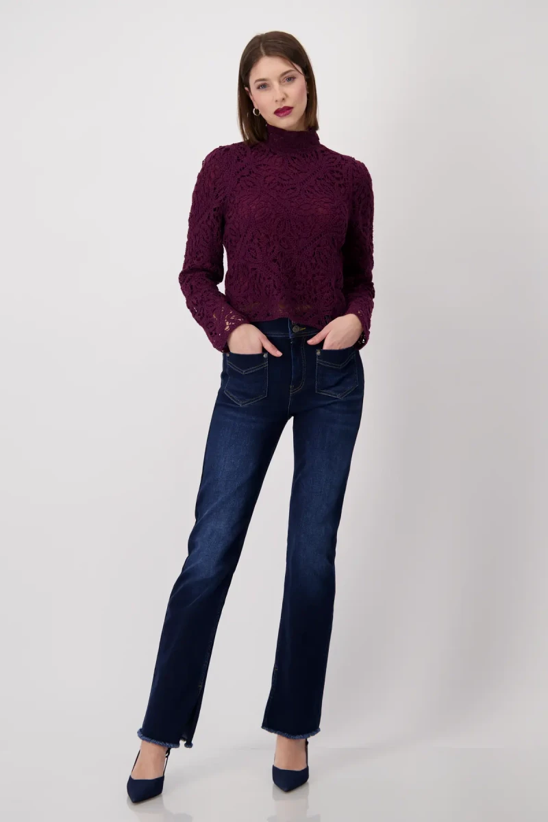 Monari Pullover mit Cornelly Häckelmuster Kostenloser Versand international
