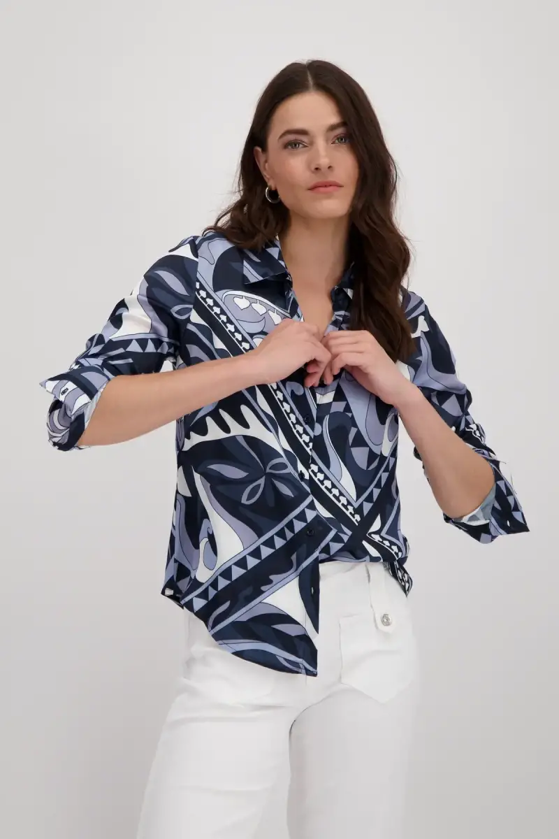Monari Satin Bluse mit Ornamentmuster Versandkostenfrei