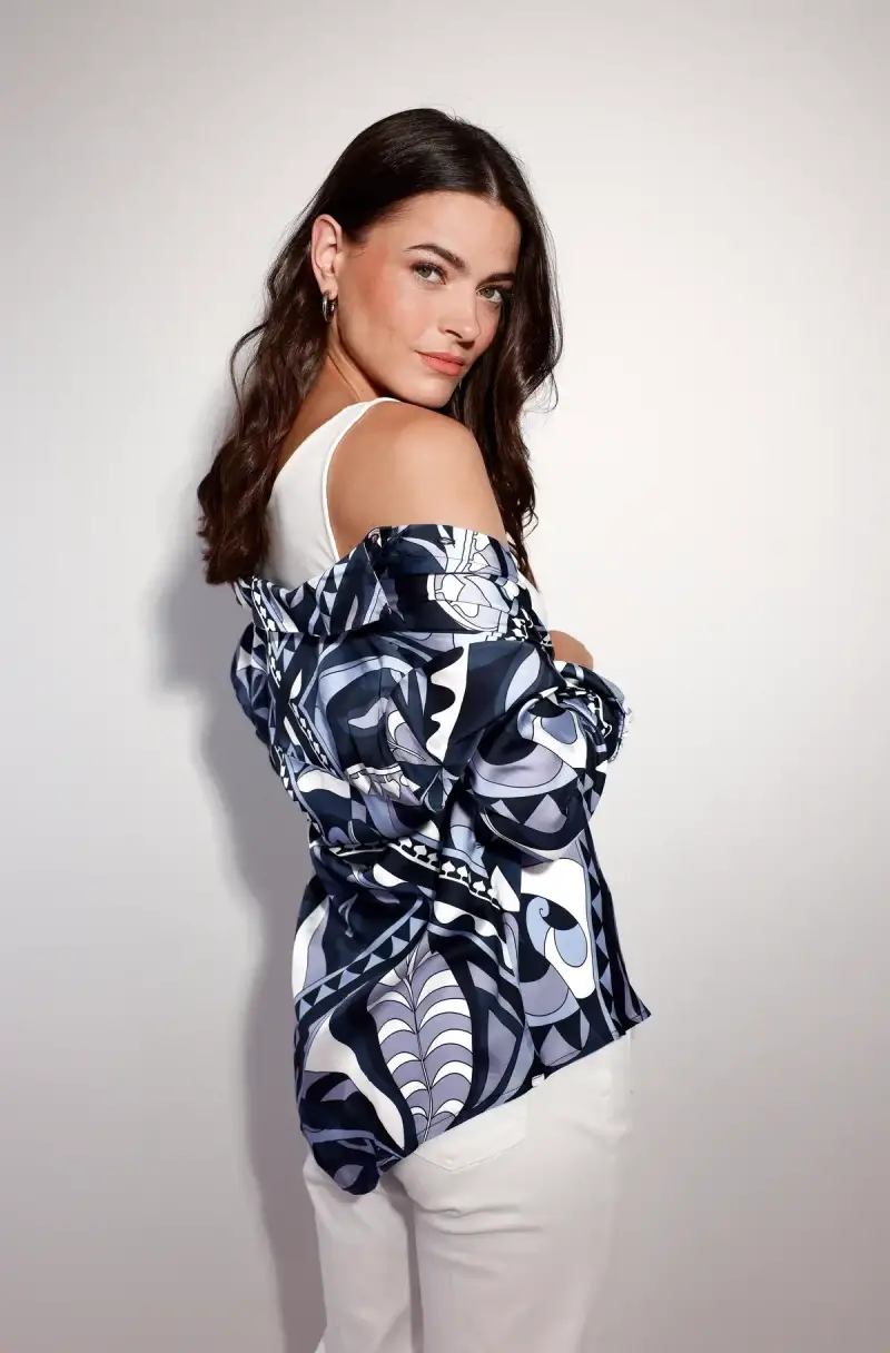 Monari Satin Bluse mit Ornamentmuster Versandkostenfrei