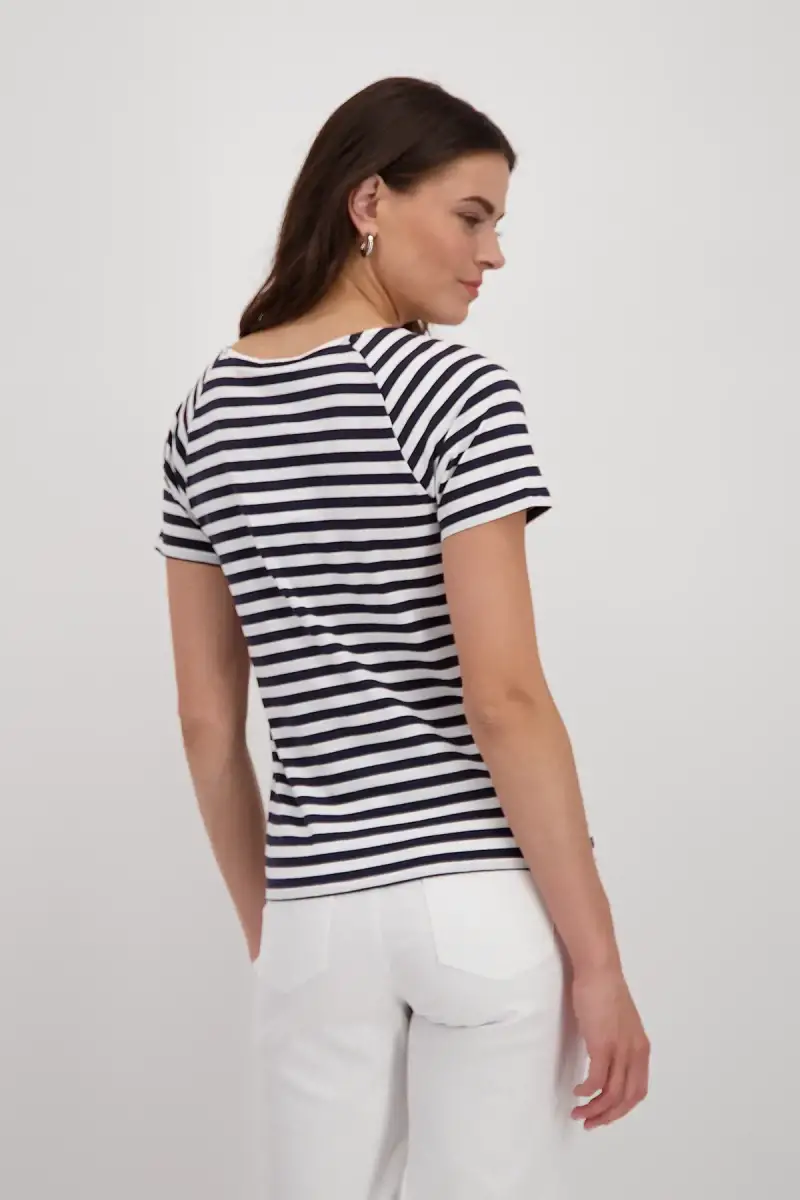 Monari Ringel Shirt mit Frauen Zeichnung Saisonschlussverkauf