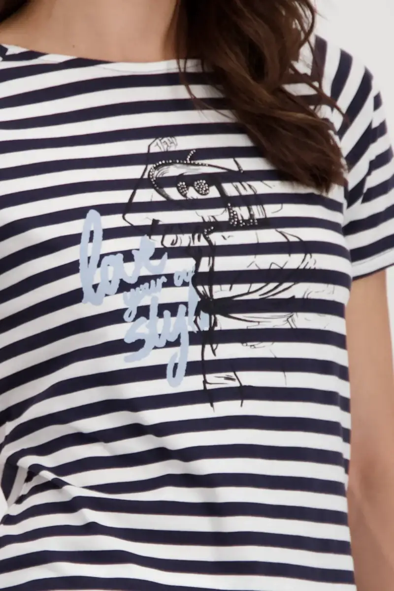 Monari Ringel Shirt mit Frauen Zeichnung Saisonschlussverkauf