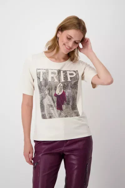 Monari T-Shirt mit Strass Schrift Top Angebot