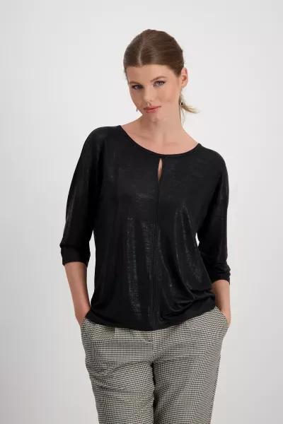 Monari Glänzendes T-Shirt mit Strass Schrift Neueste Mode