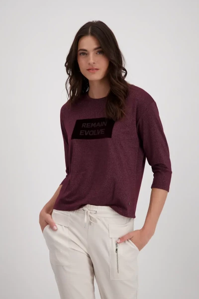 Monari Glänzendes T-Shirt mit Strass Schrift Neueste Mode